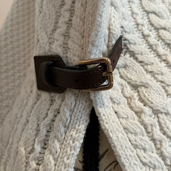 Talbots winter white poncho style sweater, like new, brown buckle trim, - Picture 3 of 8